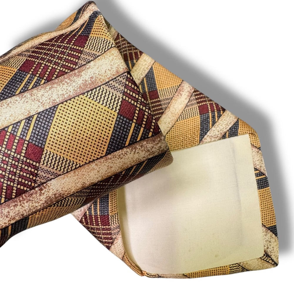 JoS A Bank Premier Collection Men's Silk Tie Plaid Pattern Made in Italy